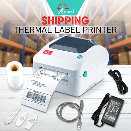Arkscan 2054A Shipping Label Printer for Windows Mac Chromebook Linux, Supports Amazon Ebay Paypal Etsy Shopify ShipStation Stamps.com UPS USPS FedEx DHL, Roll & Fanfold 4x6 Direct Thermal Label