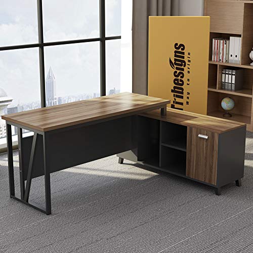 Tribesigns L Shaped Computer Desk, Large Executive Office Desk, 55 Inch Computer Table Workstation with Storage File Cabinet