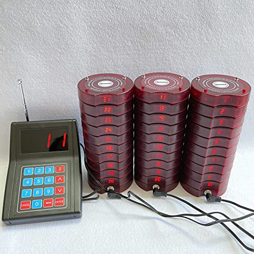 Shihui Wireless Calling System 30 Coaster Pagers + 1 Keypad Queue Pager - Restaurant Guest Paging System