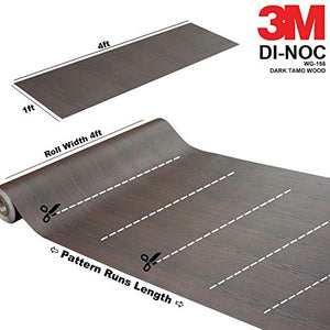 3M DI-NOC WG-156 Dark TAMO Woodgrain 4ft x 60ft (240 Sq/ft) Vinyl Film Series