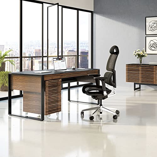 BDI Furniture Corridor Office 6507 3-Drawer Mobile File Pedestal, Natural Walnut