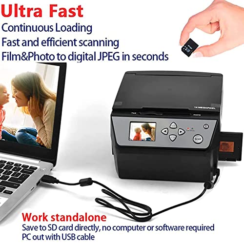 COMDS Slide Scanner, 22MP High-Resolution Negative Converter - Convert Color/B&W 135 Film/35mm Slide/110 Film Business Card to JPG Digital Photos - USB Output Support