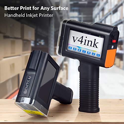 Portable Handheld Printer Labeler v4ink BT-HH6105B3 with 4.3 Inch HD LED Touch Screen Bottle Wood Printer use for QR-Code Barcode Production Date DIY Logo Print on Card Bag Box Labeler
