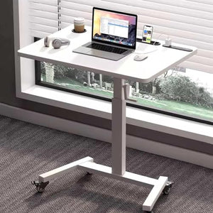 NEAFP 29.5" Height Adjustable Rolling Desk with USB Socket, Bianco