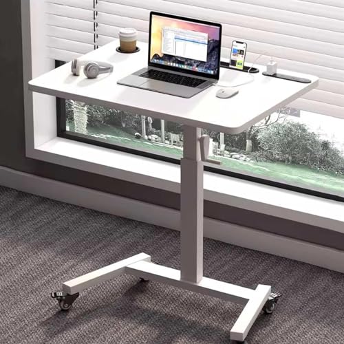NEAFP 29.5" Height Adjustable Rolling Desk with USB Socket, Bianco