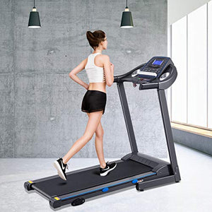 GYMAX Folding Treadmill, Electric Motorized Running/Walking Machine with LCD Display, Heavy Duty Exercise Machine for Home/Gym