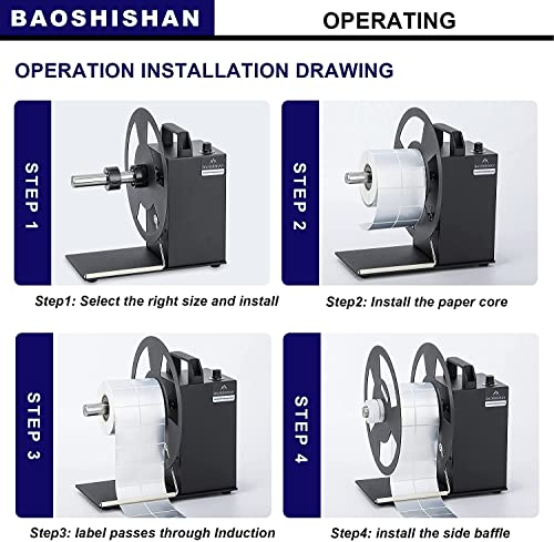 BAOSHISHAN Automatic Label Rewinder Rewinding Machine Label Width 120mm/4.7inch Diameter 220mm/8.7inch Core Holder 1/1.5/3 inch 110V (A6)