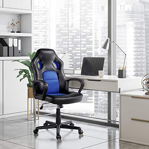 Yaheetech Corner Computer Desk and Video Game Chair Set for Small Space/Bedroom, L Shaped Corner Gaming Desk with Monitor Stand and High Back Ergonomic Gaming Chair, Home Office Desk & Chair Set