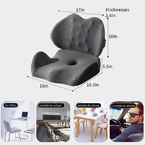 LSTQPK Office Chair Cushion Set for Back and Butt Pain Relief - Gray