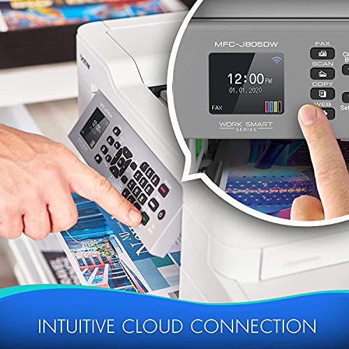 Premium Brother INKvestmentTank MFC J80 Series Color Inkjet All-in-One Printer I Print Scan Copy Fax I 1.8" Color LCD I Wireless Printing I Auto 2-Sided I Up to 20 Sheets ADF + Delca HDMI Cable
