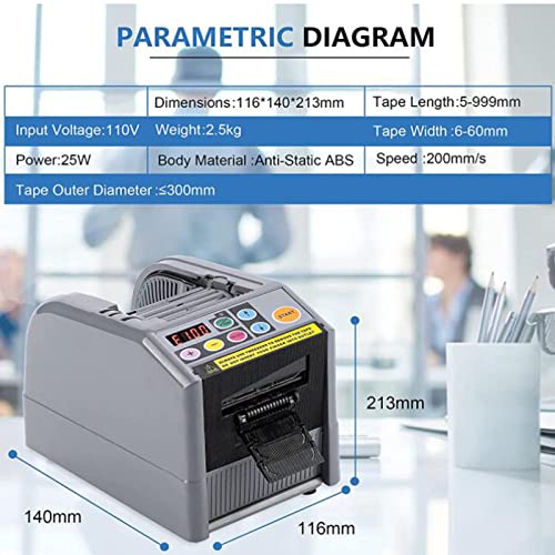 DDHVVOH Automatic Tape Dispenser,Electric Tape Cutting Machine with 999mm Maximum Cutting Length Tape Adhesive Cutter,Auto/Manual Mode,for Many Kinds Tape Cutting,110v