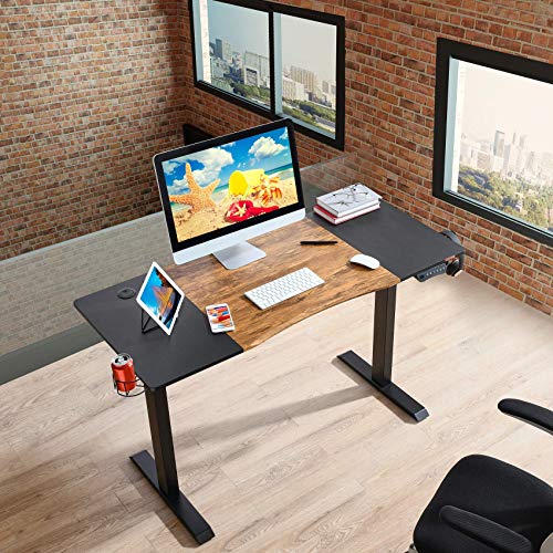 Mr IRONSTONE Electric Height Adjustable Desk 47.2" Standing Desk Sit to Stand Home Office Computer Desk & L-Shaped Desk 50.8" Computer Corner Desk, Home Gaming Desk, Office Writing Workstation