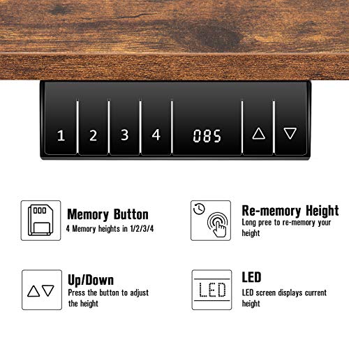 ELECWISH Electric Standing Desk Height Adjustable, 55 x 28 Inches Stand Up Desk with Splice Board, Sit Stand Home Office Desk with Memory Preset Controller, Black Frame/Black and Rustic Brown Top