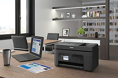 Epson Workforce WF-2850 All-in-One Wireless Color Inkjet Printer for Home Office, Black - Print Scan Copy Fax - 10 ppm, 5760 x 1440 dpi, 8.5 x 14, Auto 2-Sided Printing, 30-Sheet ADF, Voice-Activated