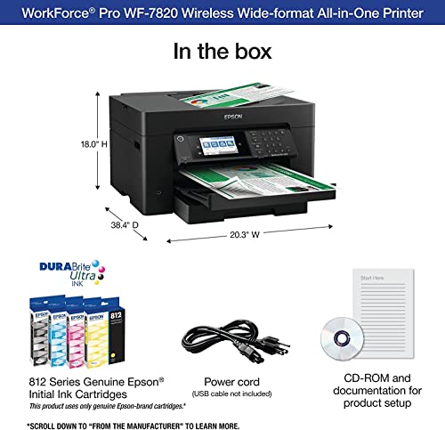 Epson Workforce Pro WF-7820 Wide-Format Color Inkjet Printer