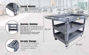 Pake Handling Tools Heavy Duty Plastic Utility Cart 550lb Capacity 46" L x 25-5/8" W