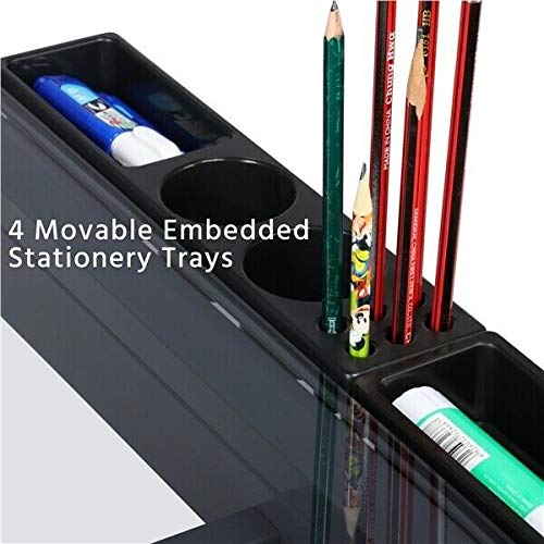 BJYX Adjustable Drafting Table Drawing Table Craft Art Desk Glass Desktop w/2 Drawers