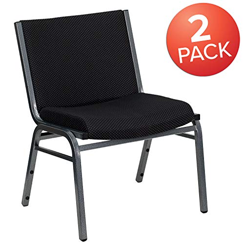 Flash Furniture 2 Pack HERCULES Series Big & Tall 1000 lb. Rated Black Fabric Stack Chair