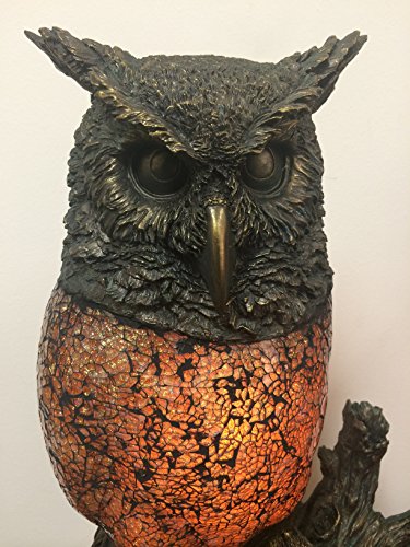 North American Large Mother Owl Baby Owl Tiffany Style Crackle Glass Glass Lamp, TL4224B