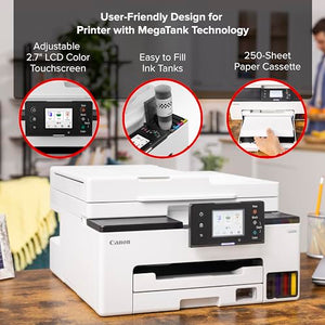 Canon Megatank GX2020 All-in-One Wireless Printer | Print, Copy, Scan | Mobile Printing | 2.7" Color Touchscreen | Auto Document Feeder | Auto Duplex
