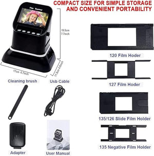 HDCCDM Film Slide Scanner, 120 High Resolution, 4.3-inch LCD Screen, Convert 35mm, 135, 126, 127 Negatives & Slides to Digital JPEG