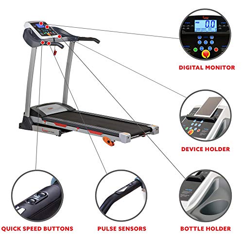 Sunny Health and Fitness SF-T4400 Folding Treadmill with Digital Monitor, Shock Absorption and Incline Bundle with Tech Smart USA Fitness and Wellness Suite, Sport Towel and Extended Protection Plan
