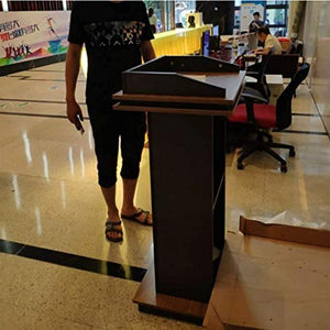 SHABOZ Podium Acrylic Lectern Pulpit Floor-Standing - Wooden Podium for Desk, Classroom, Reception, Church, Hotel, Education, Banquet, Speech Desk