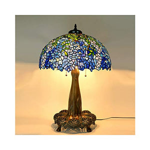 MaGiLL Tiffany Style Vintage Desk Lamp 20" Wide, Colorful Wisteria Pattern, Stained Glass Lampshade, 32" High, Bedroom E26/E27 * 3