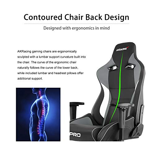 AKRacing Masters Series Pro Luxury XL Gaming Chair with High Backrest, Recliner, Swivel, Tilt, 4D Armrests, Rocker & Seat Height Adjustment Mechanisms, 5/10 Warranty