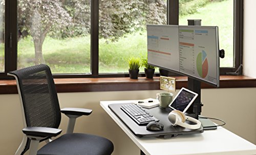 Ergotech Freedom Stand, Includes Dual Monitor Stand, Adjustable Sit Stand Desk 30" Wide, 0-13.2lb weight capacity, 13"-30" Monitor size, VESA compatible 75x75, 100x100, Black