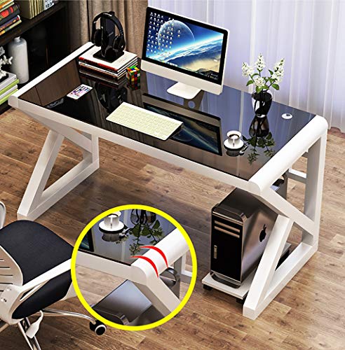 YWDNZ Home Office Desks Computer Desk, Desk, PC Laptop Desk, Workstation, Home Office Gaming Table, Simple Tempered Glass Computer Desk Learning Desk (Color : B)