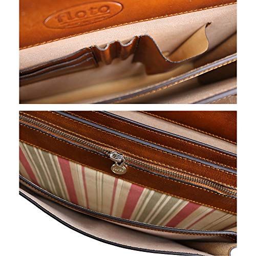 Floto Ponza Full Grain Leather Briefcase in Olive (Honey) Brown