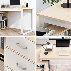 XLO L-Shaped Corner Desk, Modern Computer Office Writing Study Workstation, PC Table with Storage Shelves, for Home Office, Space-Saving, Easy to Assemble (Color : B)