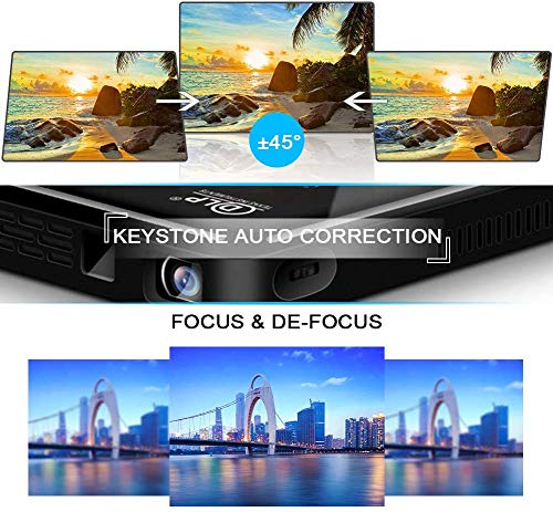 Laiduoao Mini Projector, WiFi Video Projector DLP Projector with 50,000 Hrs Lamp Life, 1080P and 150”Display Supported Portable Projector, Built-in Battery and Speakers with 360°Rotation Tripod