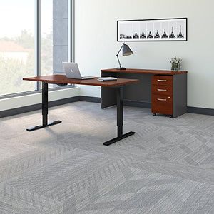 Bush Business Furniture Series C 60W Height Adjustable Standing Desk, Credenza and Storage in Hansen Cherry