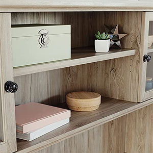 UrbanPro Engineered Wood and Tempered Glass Doors Hutch in Chalked Oak