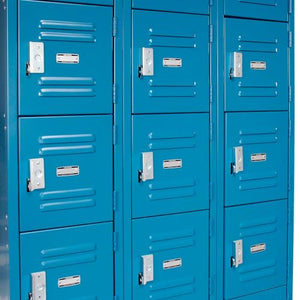 Global Industrial Six Tier Locker, 12x15x12, 18 Door, Blue - Ready To Assemble