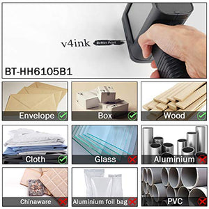 Handheld Printer Labeler Codificator v4ink BT-HH6105B1 with 4.3 Inch HD LED Touch Screen use for QR-Code Barcode UPCA Production Date Logo Batch Number Print on Cartoon Box Wood Paper Canvas