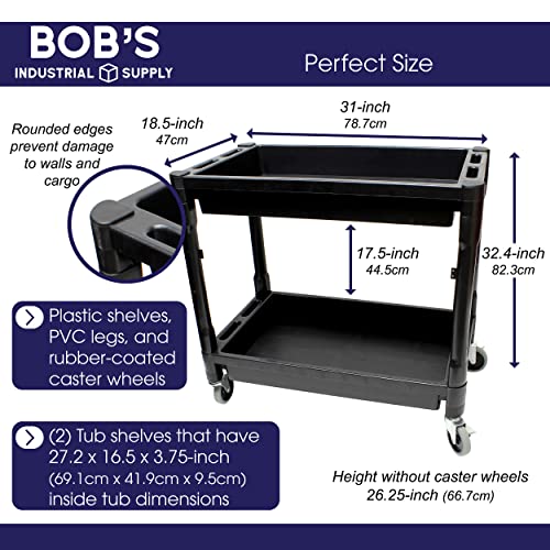 BISupply Plastic Utility Cart on Wheels 3 Pack - Rolling Commercial Work Cart