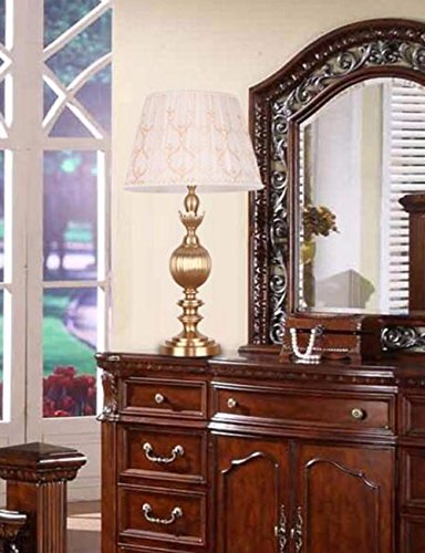 CJSHVR-Luxury European modern bedroom bedside lamp, copper lamp, copper lamp style, the living room became retro copper lamp