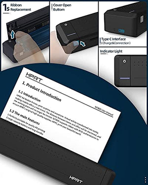 HPRT MT800 Portable A4 Thermal Printer - Support 216mm Width a4 Paper, Available for Outdoors Printing, Home Office, Travel, Students and Cars
