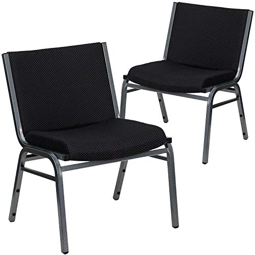 Flash Furniture 2 Pack HERCULES Series Big & Tall 1000 lb. Rated Black Fabric Stack Chair