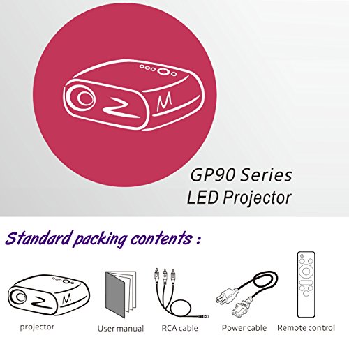 Portable Video Projector,Umootek GP90 Home Theater LCD Projector HD 1080p use at Home Theater/Entertainment/Movie/Party/Game with HDMI/VGA interface for Computer/Laptop/iPad/Smartphone