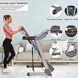 Treadmill for Home with Incline 12 preset Programs Treadmill with Heavy Weight Capacity 3.0HP Electric Folding Treadmill with App Control Walking Jogging Running Machine with Bluetooth Speaker