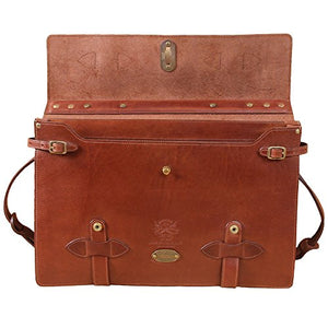 Leather Navigator Briefcase Laptop Expandable Bag Brown Messenger USA No. 1943