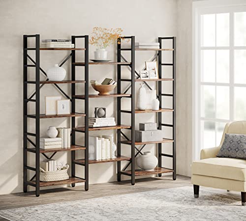 Tribesigns 5-Shelf Vintage Industrial Bookcase, 70 inch