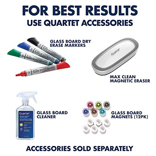 Quartet Glass Whiteboard, Magnetic Dry Erase White Board, 50" x 28", Wide Format with Invisible Mount, Black Aluminum Frame, Evoque (G5028BA)
