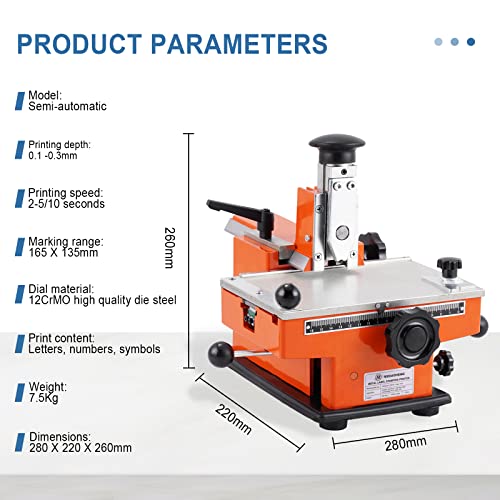 MXBAOHENG Manual Metal Label Stamping Printer Machine for Metal (No.4 Codeword Plate)