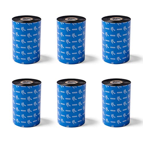 Zebra Premium Black Resin Ribbon for Industrial Thermal Transfer Printers 4.33 in Wide 1476 ft Long 1 in Core 6 Rolls 10031731SP