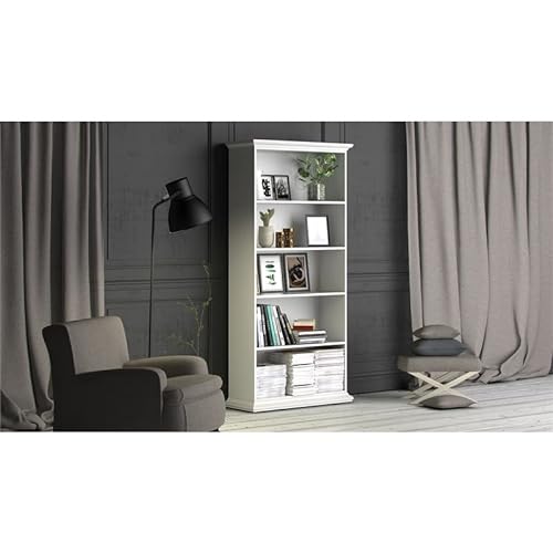 Home Square Modern Wood Bookcase Set in White (Set of 2)